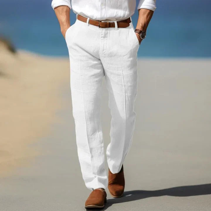 Kyle Relaxed Ankle-Length Pants with Belt Loops and Pockets