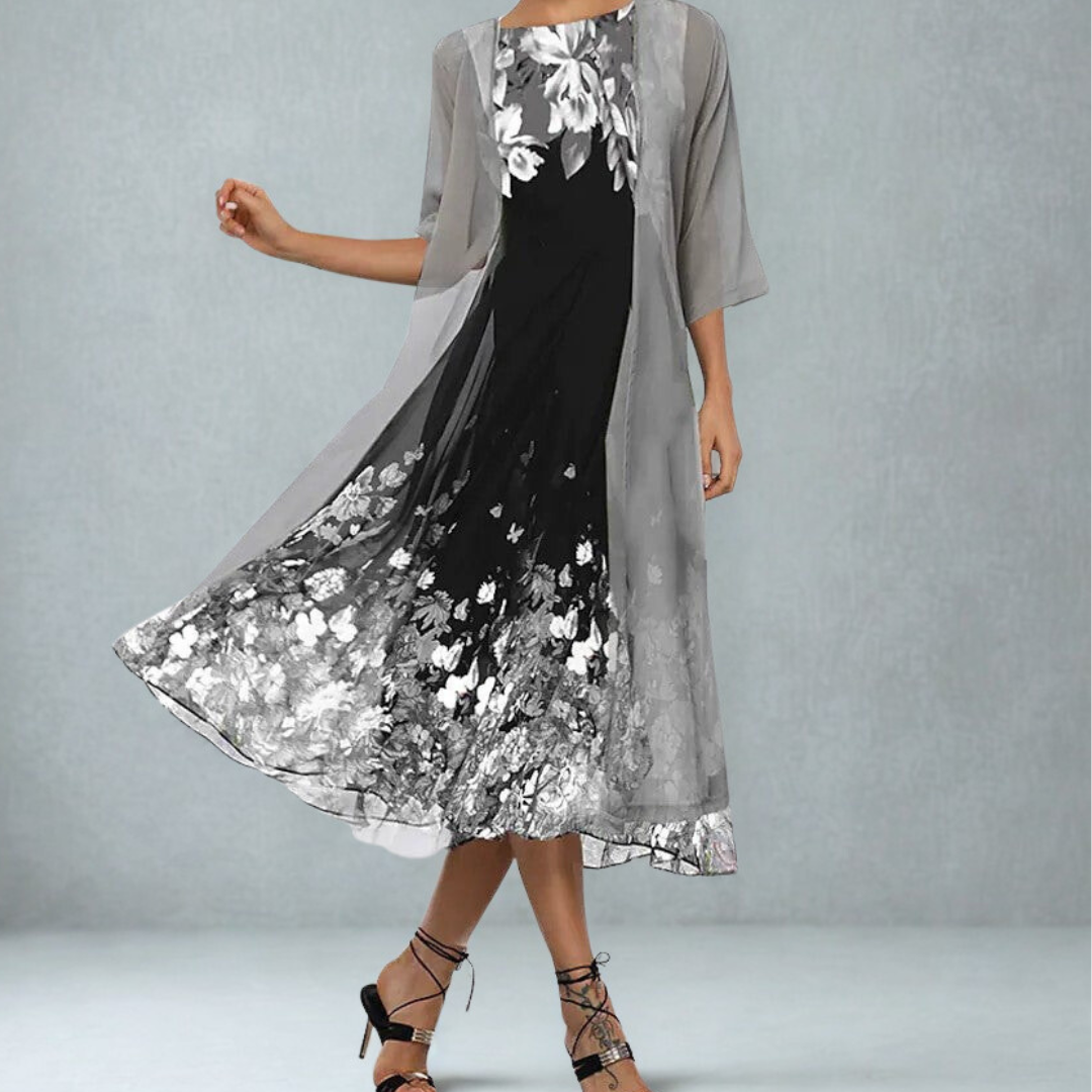 Serenity Floral Print Two-Piece Dress Set