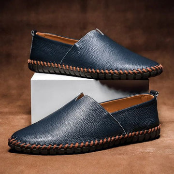 Daniel Luxe Pebbled Faux Slip-On Loafers with Whipstitch Detailing