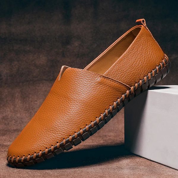Daniel Luxe Pebbled Faux Slip-On Loafers with Whipstitch Detailing