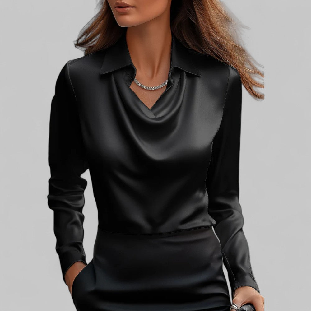 Draped silk Blouse with Tailored Fit