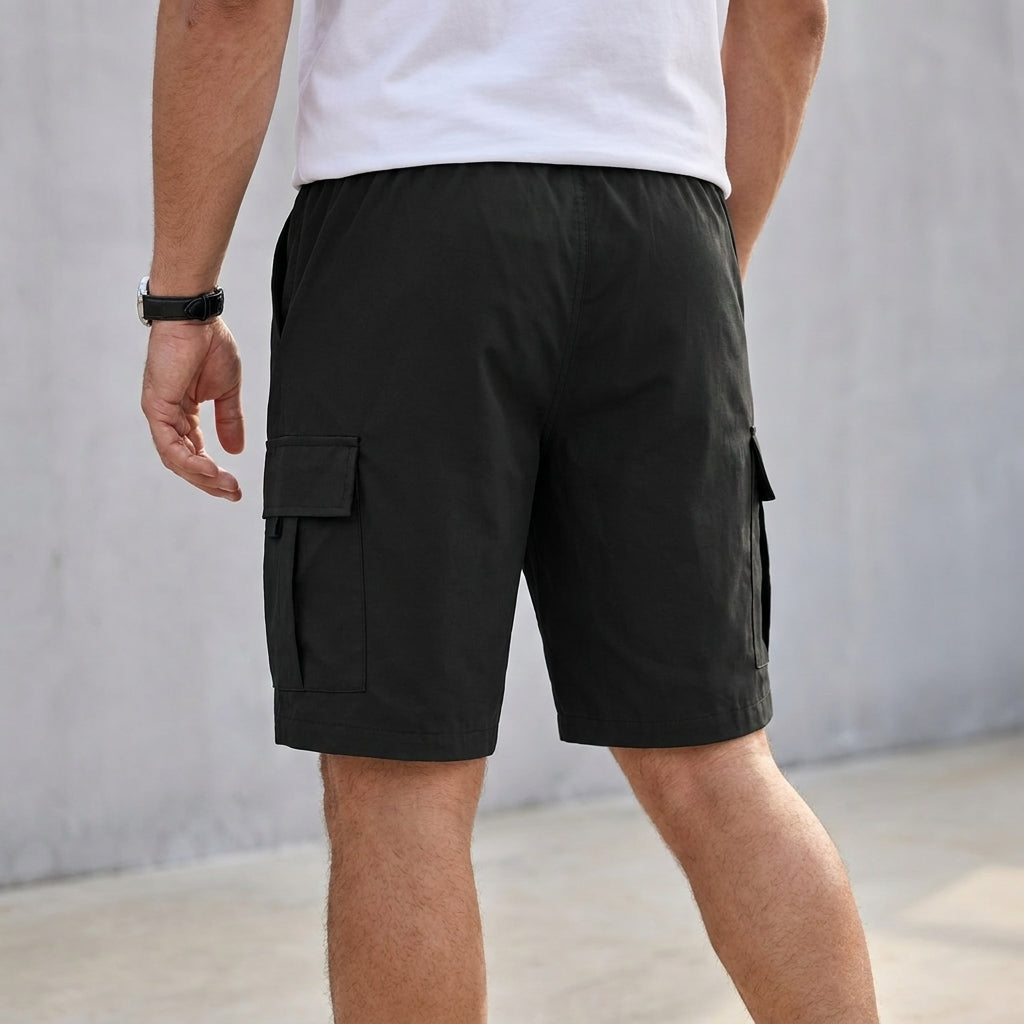 Relaxed Woven Knee-Length Cargo Shorts with Utility Pockets