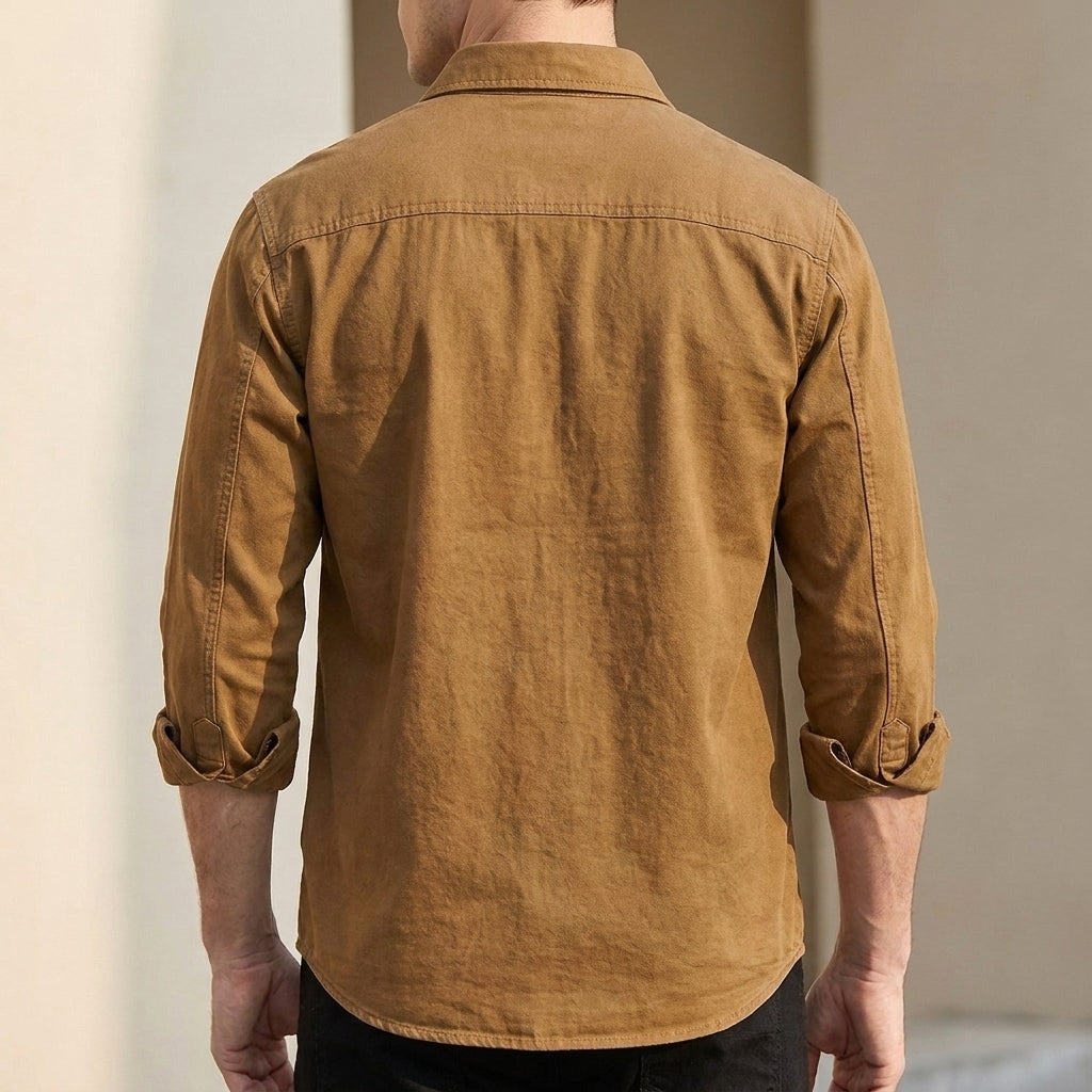 Relaxed Utility Shirt with Flap Pockets and Point Collar