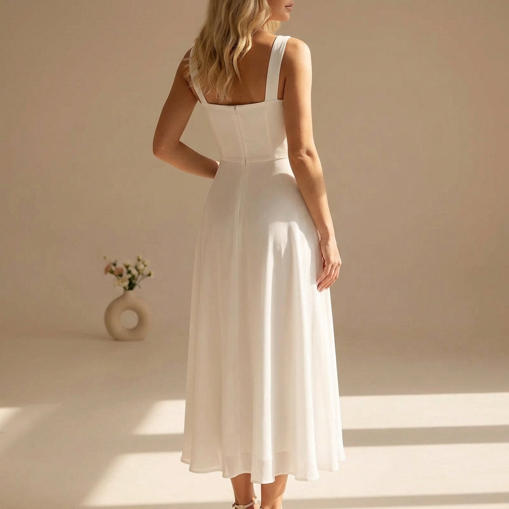 Square Neck Midi Sundress - Timeless Summer Elegance