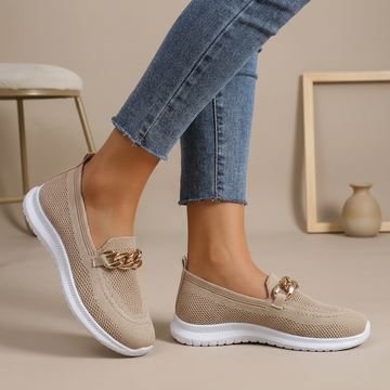 Chic Chain-Embellished Orthopedic Slip-On Loafers – Effortless Everyday Elegance