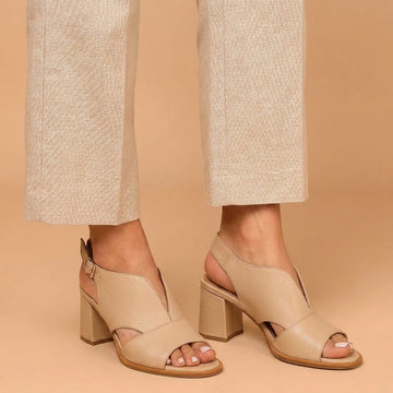Elegant Block Heel Pumps with V-Cut Vamp and Slingback Strap