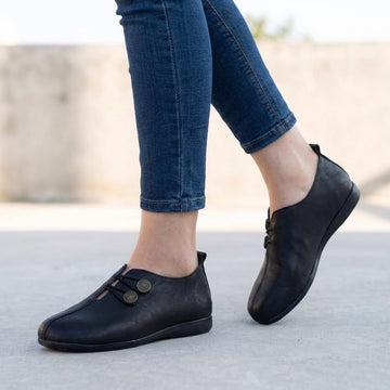 Relaxed Slip-On Flats with Decorative Lacing and Metallic Accents