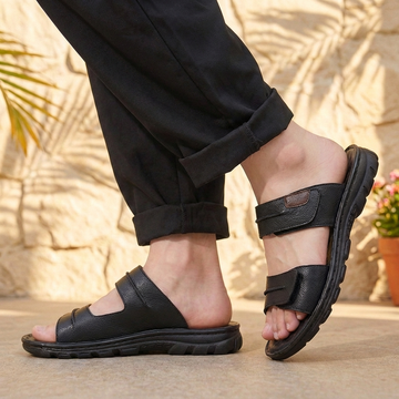 Men’s Open-Toe Sports Sandals with Adjustable Straps and Cork Footbed
