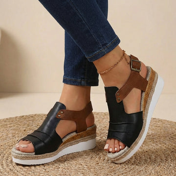 Coastal Contrast Platform Orthopedic Sandals - Breathable Chic for Summer Adventures