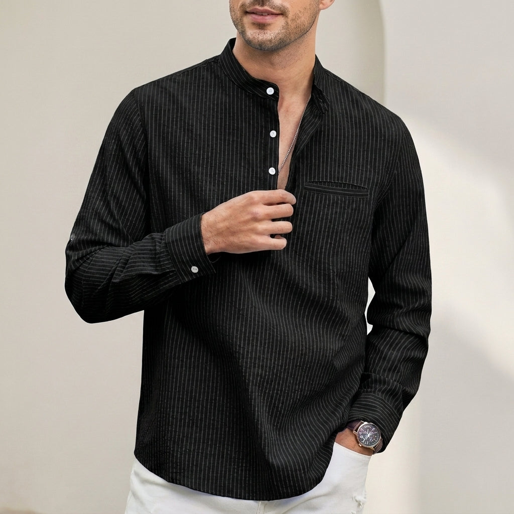 Relaxed Fit Striped Shirt with Button Placket