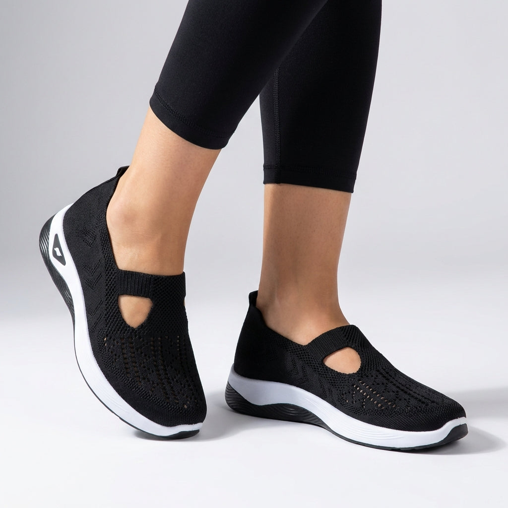 Knit Perforated Slip-On Sneakers with Contrasting Sole for Effortless Daywear