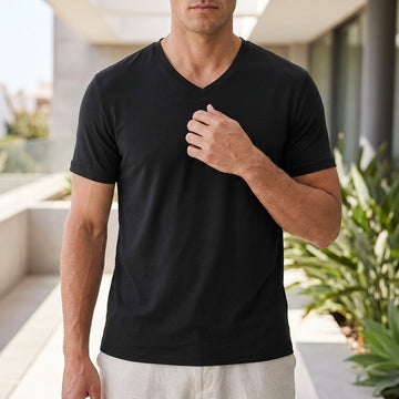 Men’s Relaxed V-Neck Modal T-Shirt with Lightweight Elastic Draping