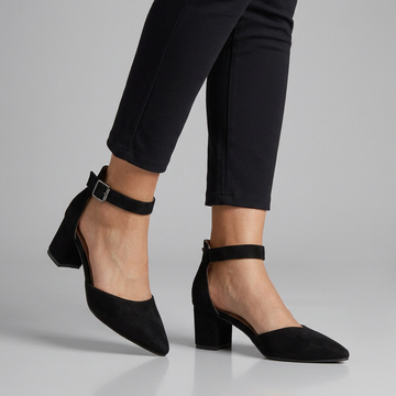 Pointed Toe Block Heel Sandals with Adjustable Ankle Strap