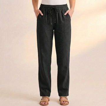 Relaxed Ankle-Length Trousers with Drawstring Waist and Pockets