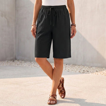 Relaxed-Fit Bermuda Shorts with Drawstring and Pockets