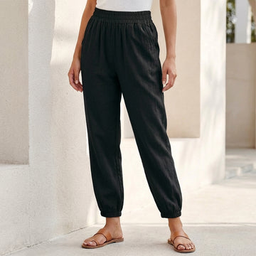Luxe Knit Relaxed Harem Pants with Gathered Ankles
