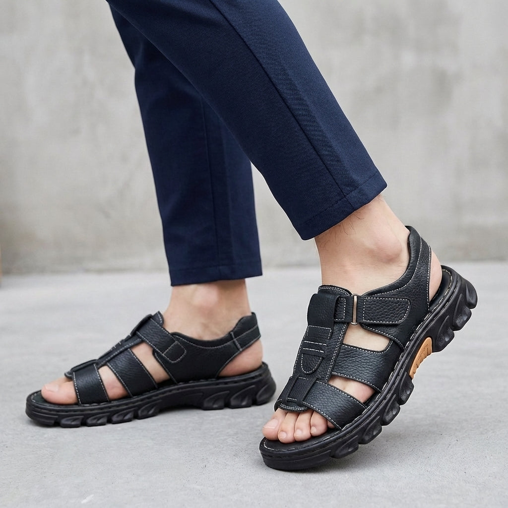 Men’s Strapped Closed-Toe Sandals with Cushioned Sole