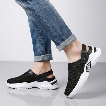 Men's Breathable Mesh Closed-Toe Sandals with Adjustable Strap and Athletic Sole