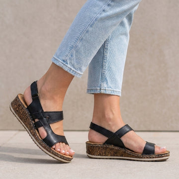 Strappy Wedge Sandals with Cork-Textured Platform and Adjustable Strap