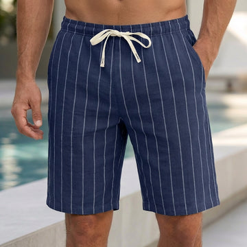 Relaxed Fit Striped Drawstring Shorts with Elastic Waistband