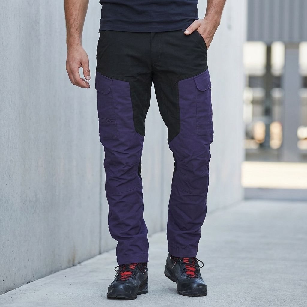 Men’s Relaxed Ankle-Length Cargo Trousers with Reinforced Panels
