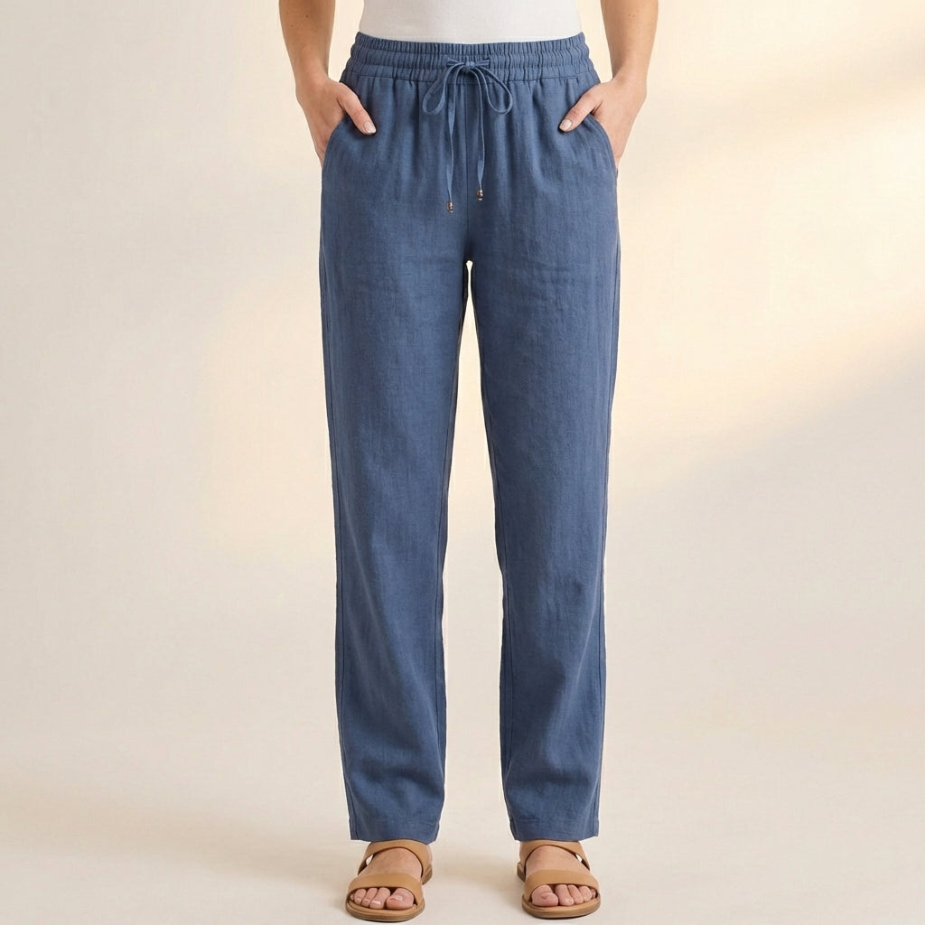 Relaxed Ankle-Length Trousers with Drawstring Waist and Pockets