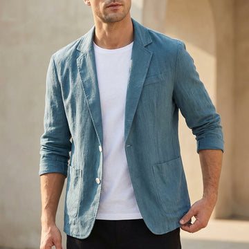 Relaxed Blazer with Notch Lapel and Button Closure