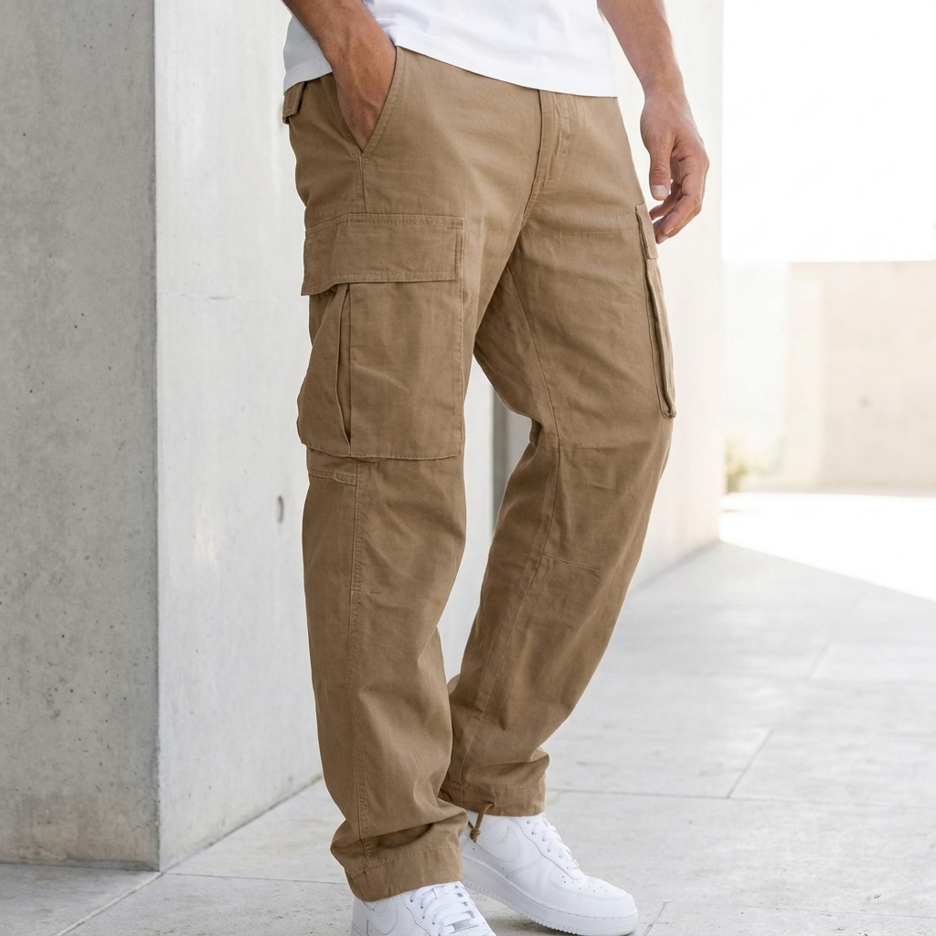 Relaxed Cargo Trousers with Functional Side Pockets