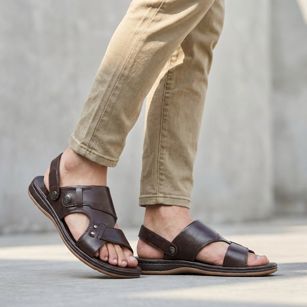 Men’s Open-Toe Sandals with Adjustable Strap and Cushioned Sole