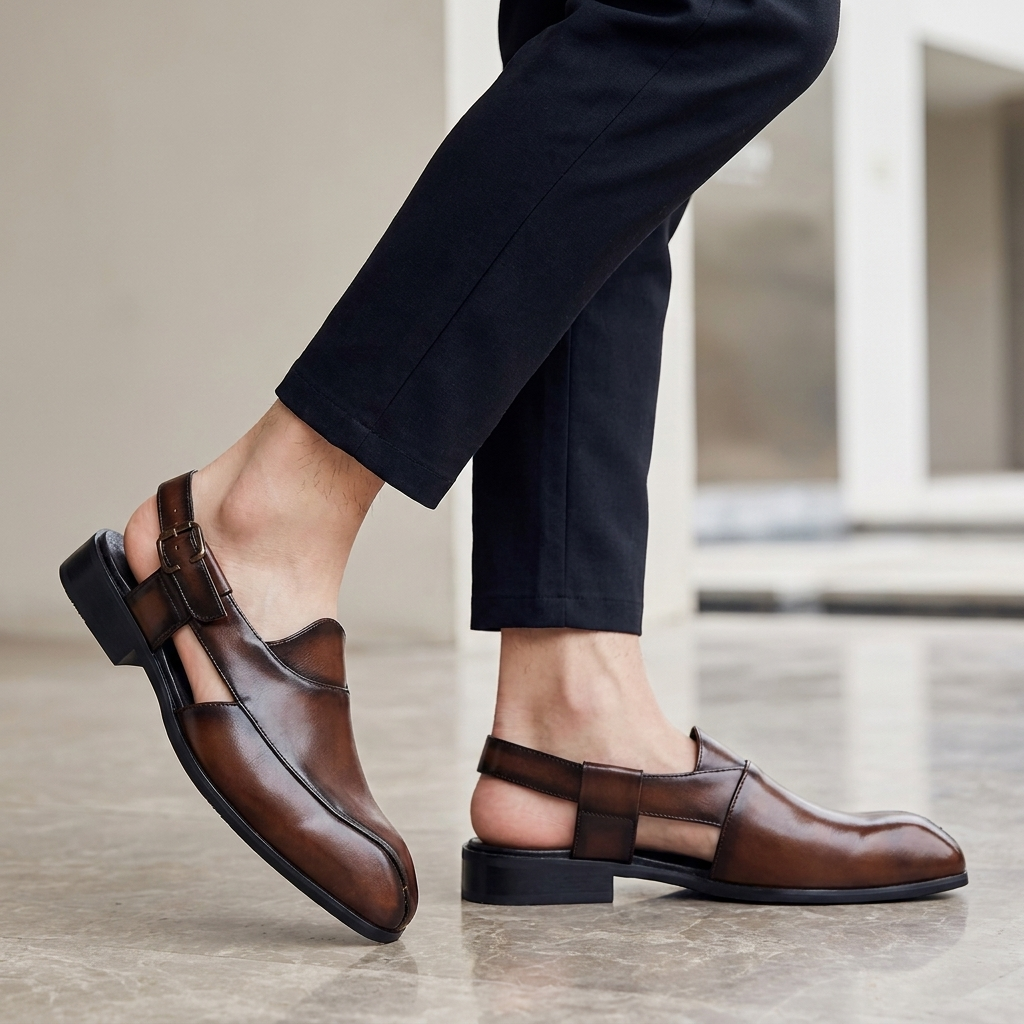 Structured Slingback Sandals with Low Block Heel