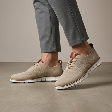 Sophisticated Knit Lace-Up Men's Casual Shoes with Textured Sole
