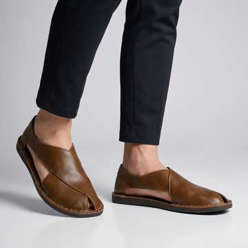 Slip-On Closed-Toe Sandals with Cross-Front Detail