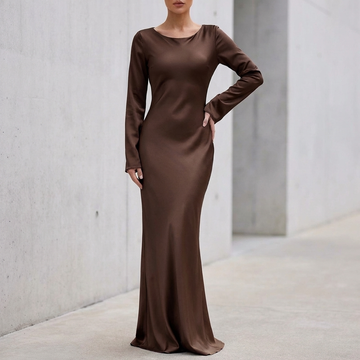 Elegant Maxi Dress with Bell Sleeves and Adjustable Side Ties