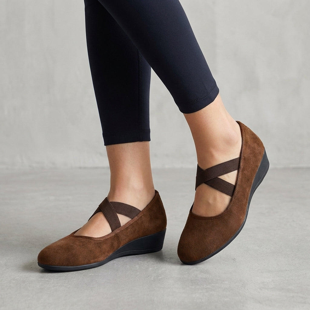Orthopedic Low Wedge Flats with Elegant Criss-Cross Straps
