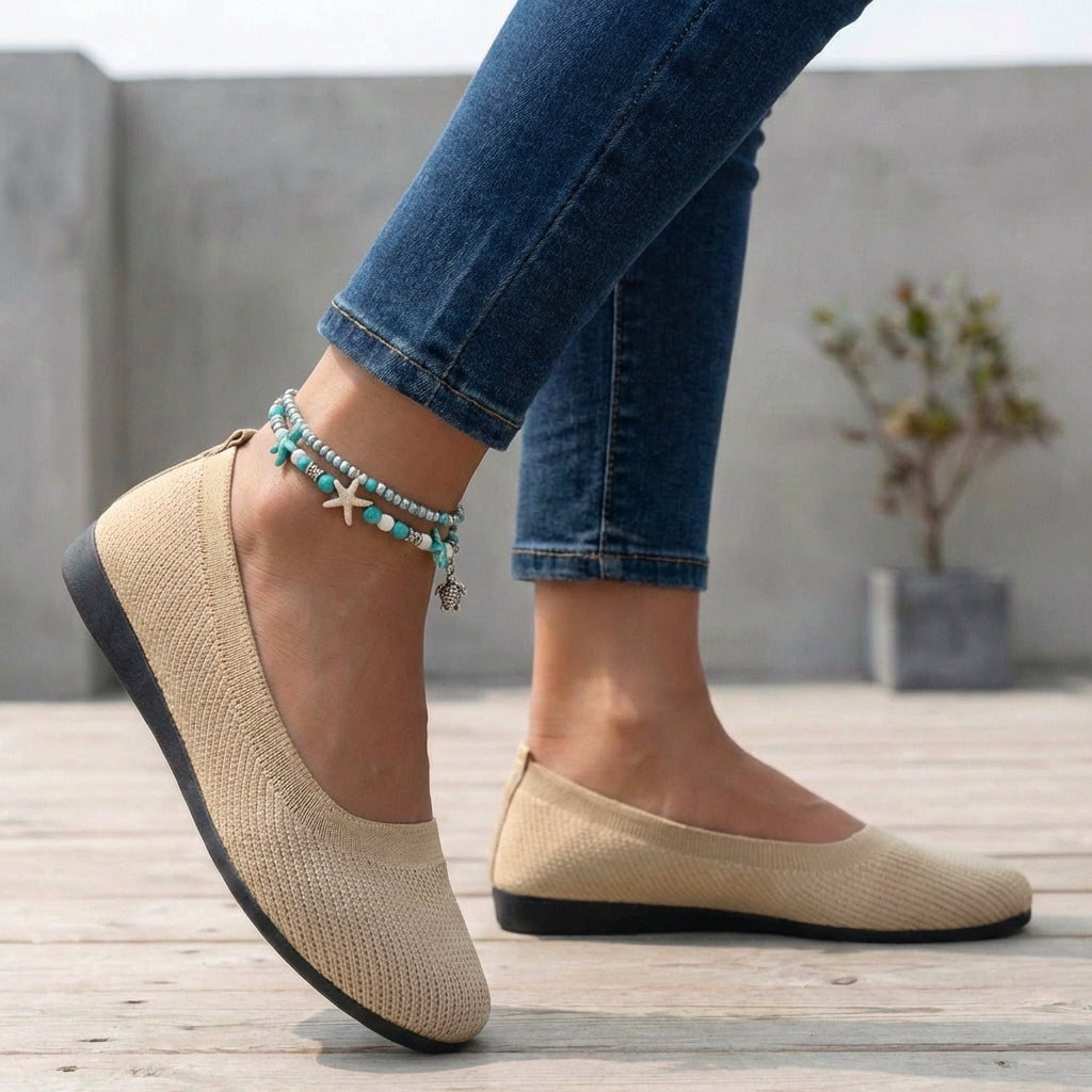 Elegant Knit Slip-On Ballet Flats with Breathable Lightweight Comfort
