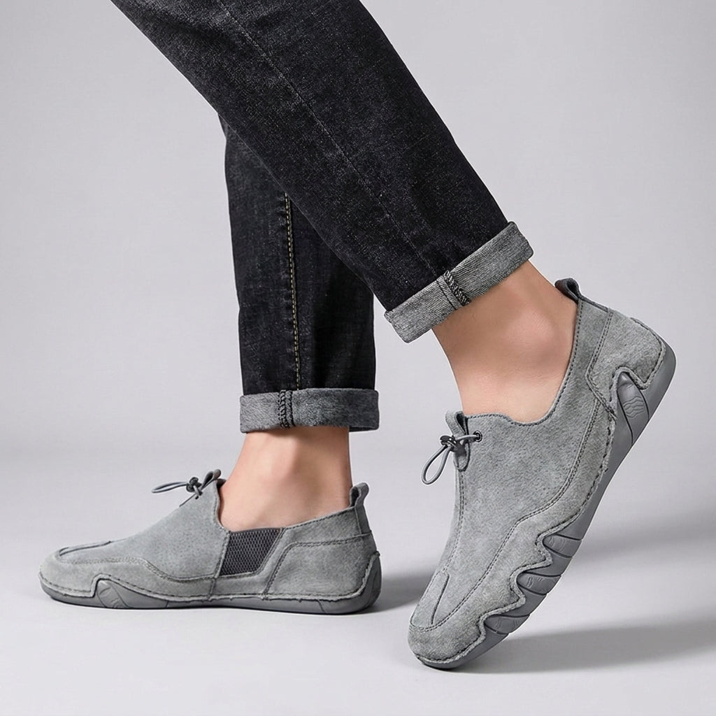 Adrian Slip-On Moc-Toe Driver Shoes with Elasticized Panels
