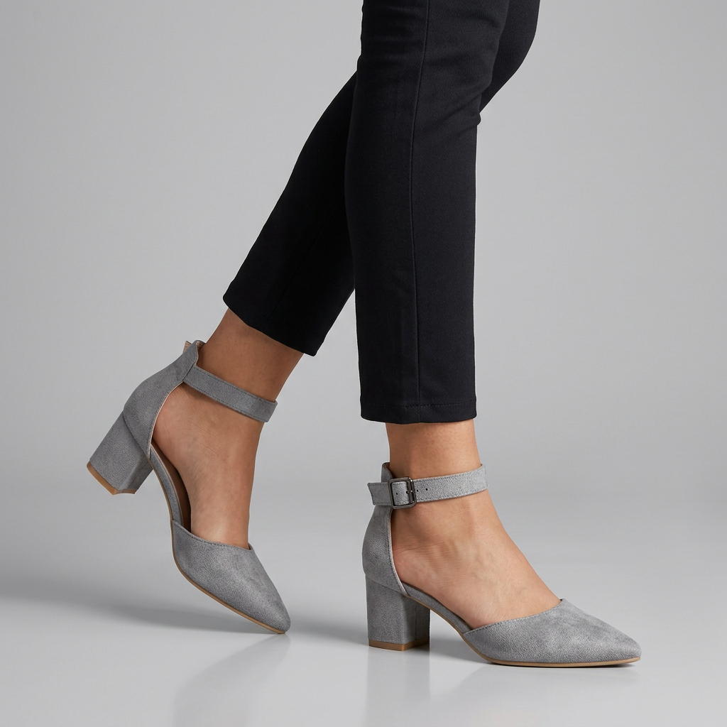 Pointed Toe Block Heel Sandals with Adjustable Ankle Strap
