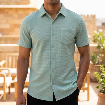 Luxe Relaxed Short-Sleeve Shirt with Chest Pocket