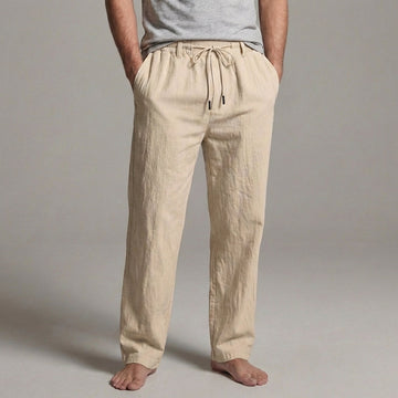 Relaxed Drawstring Trousers with Elastic Waist and Pockets