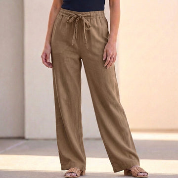 Relaxed Wide-Leg Drawstring Trousers with Elastic Waist