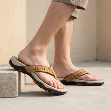 Men’s Sculpted Arch Support Flip Flops with Textured Footbed
