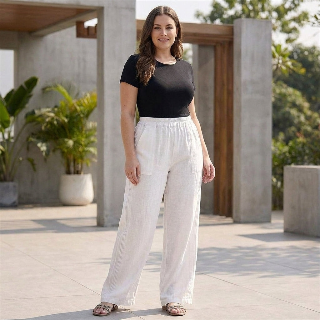 Elevated High-Waist Wide-Leg Pants with Pintuck Accents