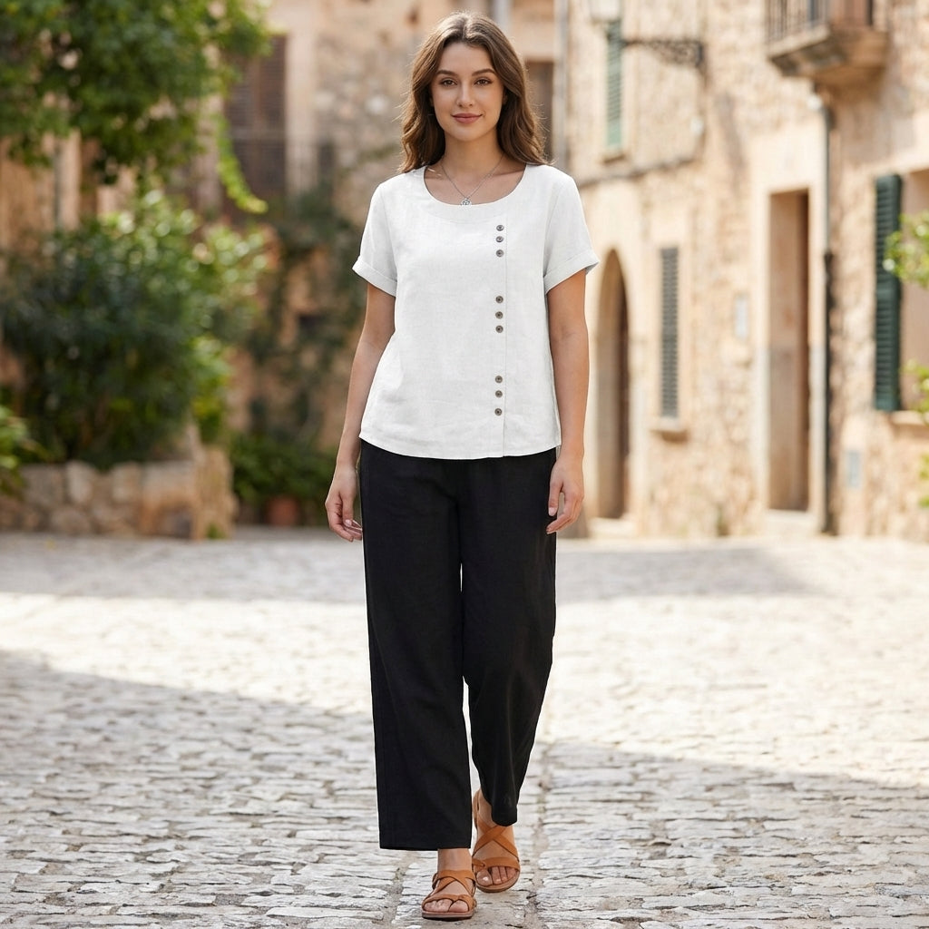 Relaxed Blouse with Asymmetrical Detail for Daywear
