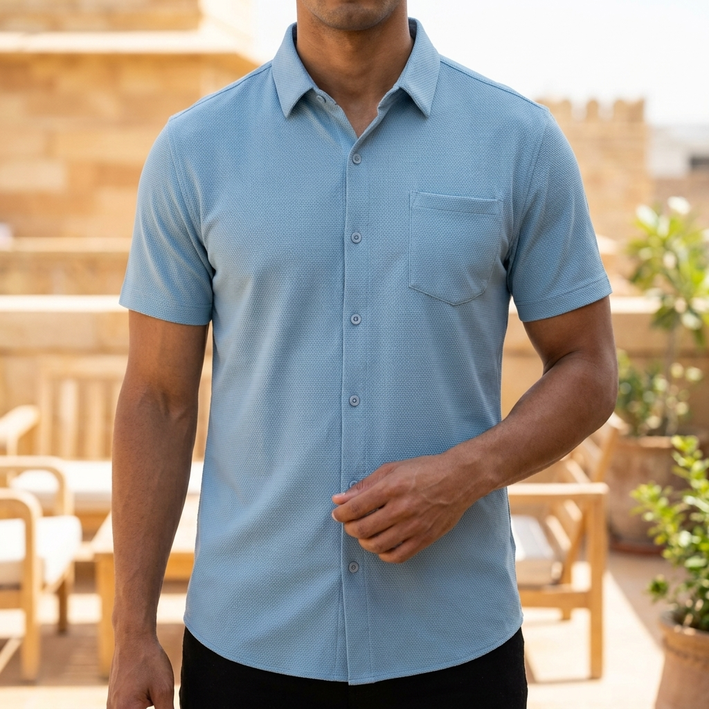 Luxe Relaxed Short-Sleeve Shirt with Chest Pocket