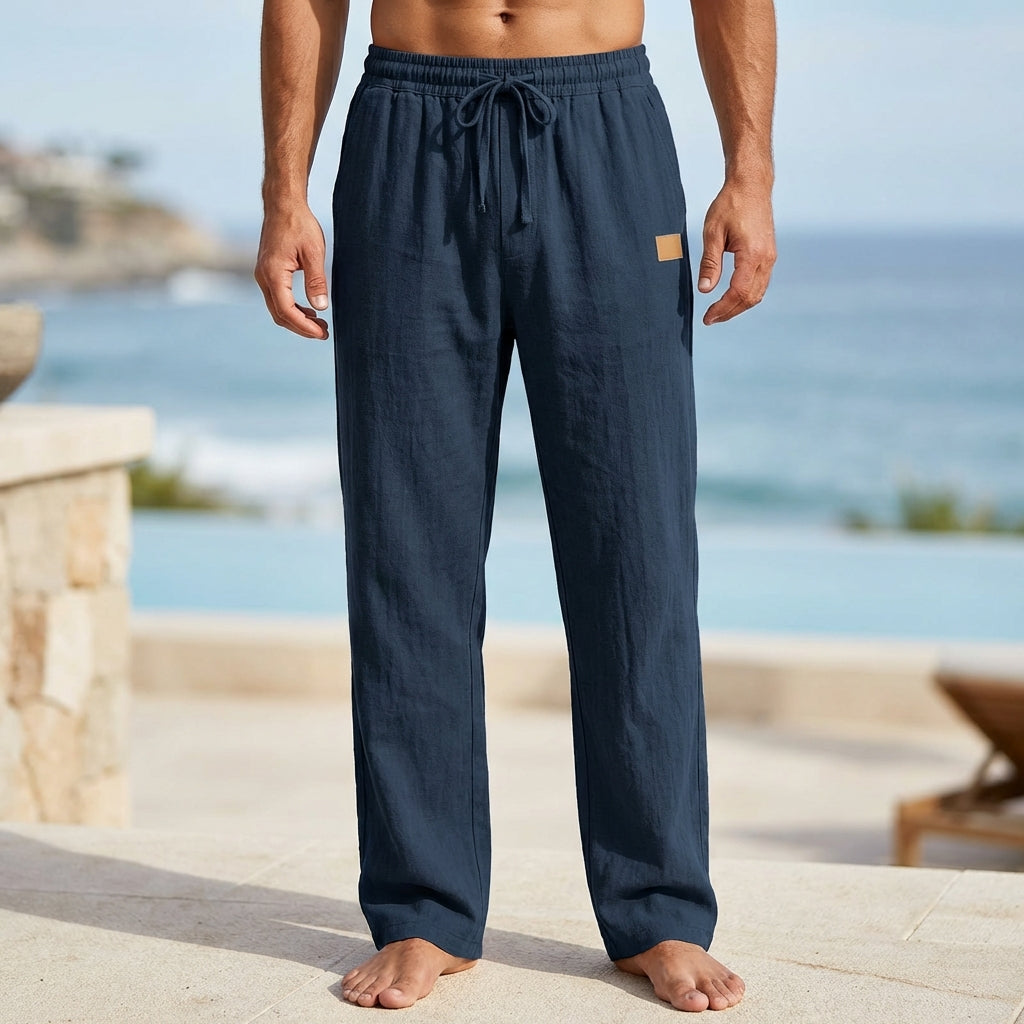 Men’s Relaxed-Fit Drawstring Trousers with Straight Leg Silhouette
