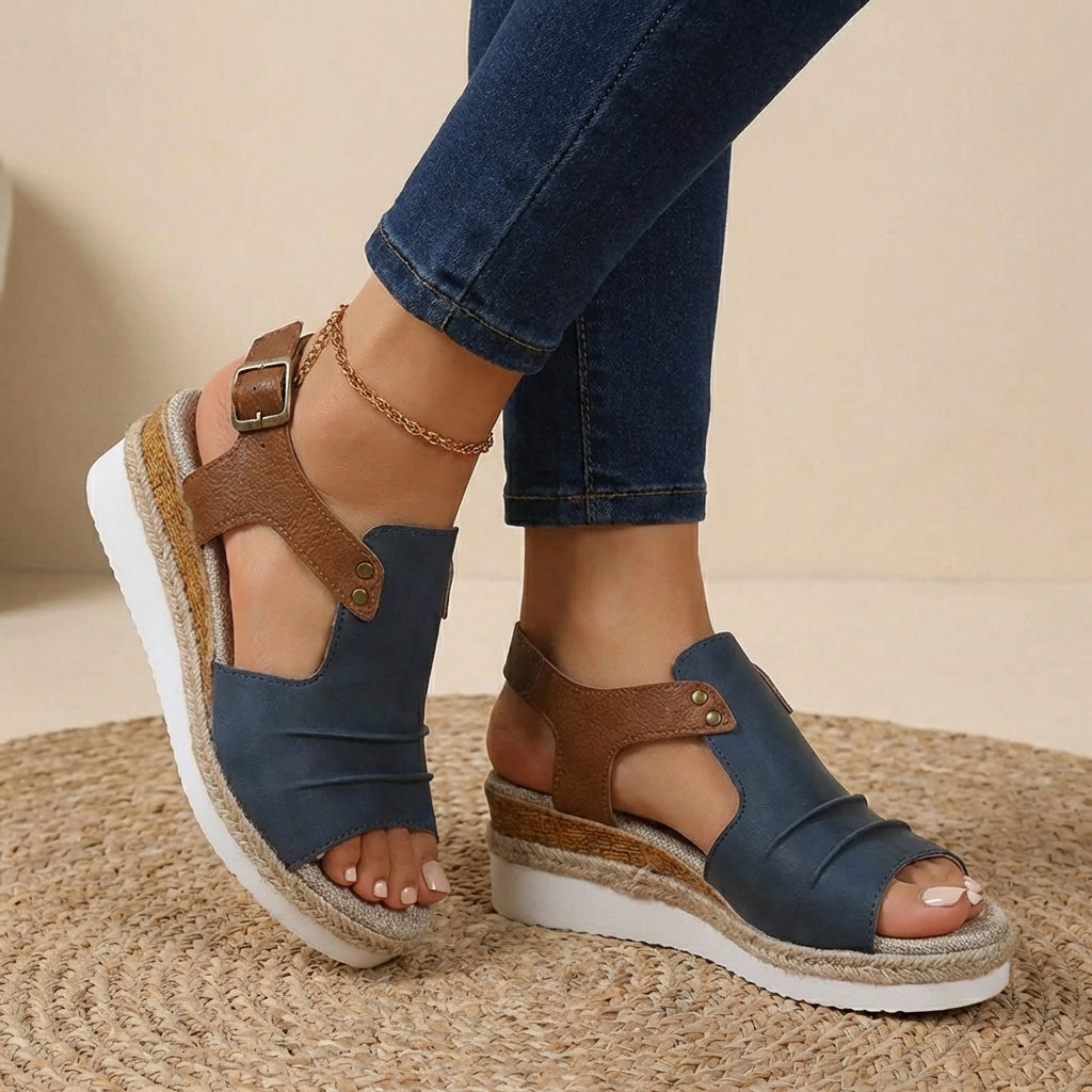 Coastal Contrast Platform Orthopedic Sandals - Breathable Chic for Summer Adventures