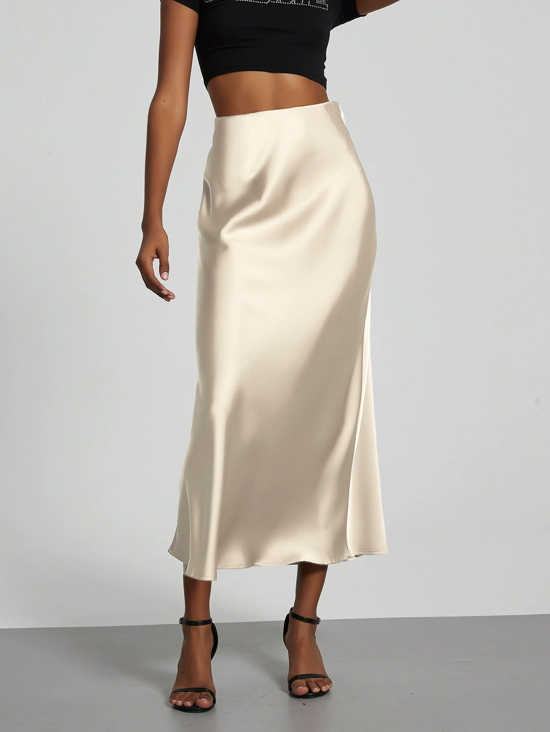Luxe Glide Midi Slip Skirt