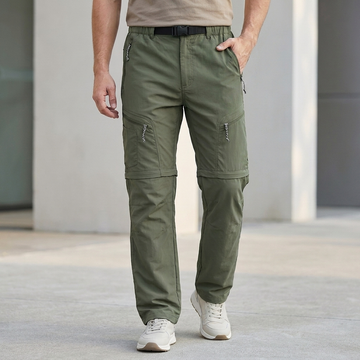 Relaxed Fit Convertible Zip-Off Outdoor Trousers with Belt