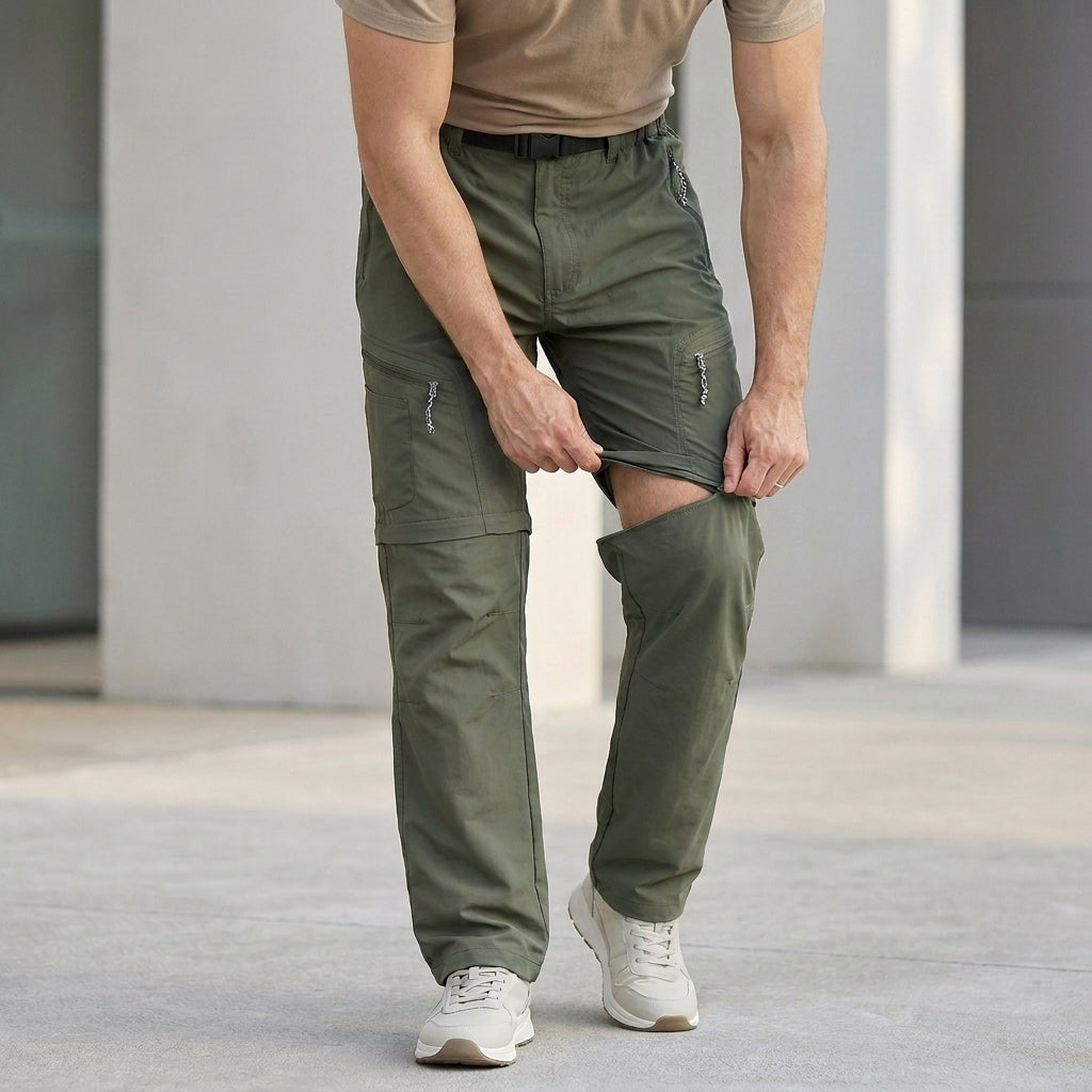 Relaxed Fit Convertible Zip-Off Outdoor Trousers with Belt