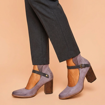 Refined Almond Toe Block Heel Pumps with Ankle Strap